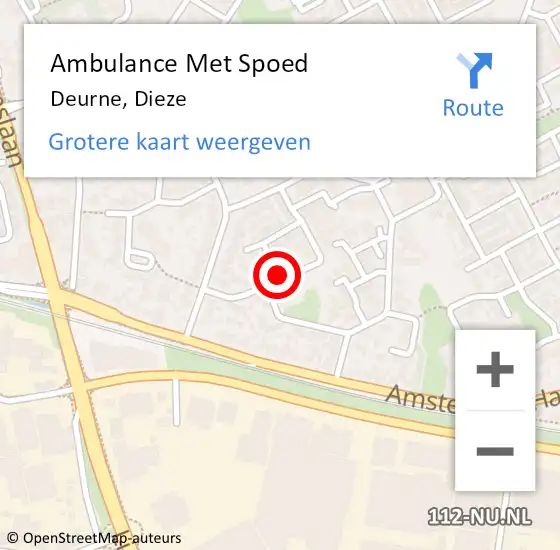 Locatie op kaart van de 112 melding: Ambulance Met Spoed Naar Deurne, Dieze op 23 juli 2018 17:30