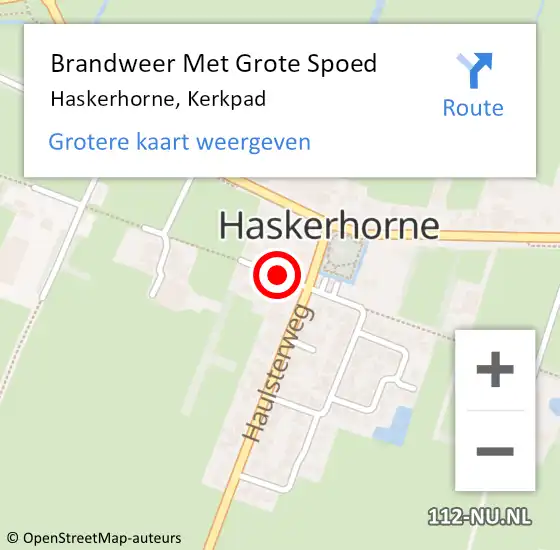 Locatie op kaart van de 112 melding: Brandweer Met Grote Spoed Naar Haskerhorne, Kerkpad op 23 juli 2018 17:30