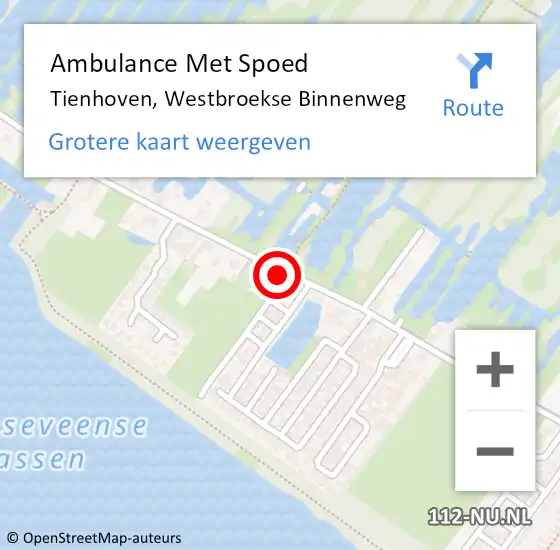 Locatie op kaart van de 112 melding: Ambulance Met Spoed Naar Tienhoven, Westbroekse Binnenweg op 23 juli 2018 17:36