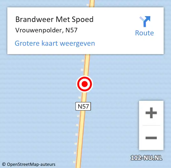 Locatie op kaart van de 112 melding: Brandweer Met Spoed Naar Vrouwenpolder, N57 op 23 juli 2018 18:08