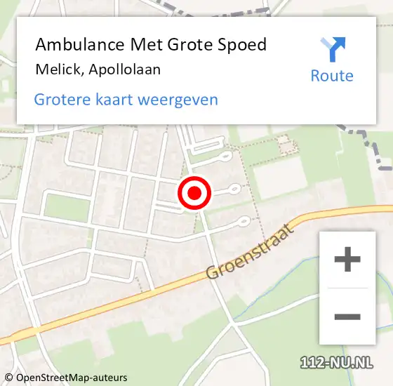 Locatie op kaart van de 112 melding: Ambulance Met Grote Spoed Naar Melick, Apollolaan op 23 juli 2018 18:10
