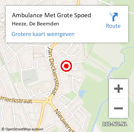 Locatie op kaart van de 112 melding: Ambulance Met Grote Spoed Naar Heeze, De Beemden op 23 juli 2018 18:19