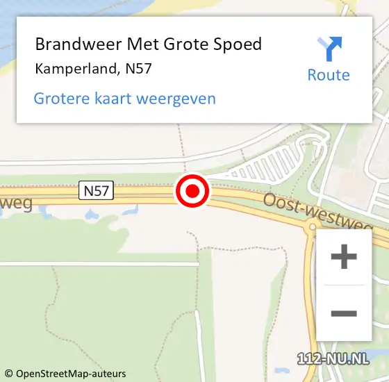 Locatie op kaart van de 112 melding: Brandweer Met Grote Spoed Naar Kamperland, N57 op 23 juli 2018 18:20