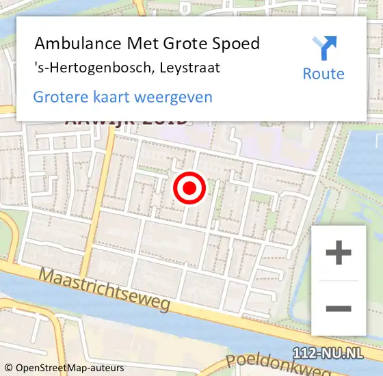 Locatie op kaart van de 112 melding: Ambulance Met Grote Spoed Naar 's-Hertogenbosch, Leystraat op 23 juli 2018 18:36