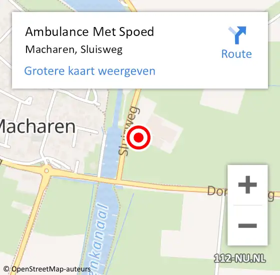 Locatie op kaart van de 112 melding: Ambulance Met Spoed Naar Macharen, Sluisweg op 3 maart 2014 19:52