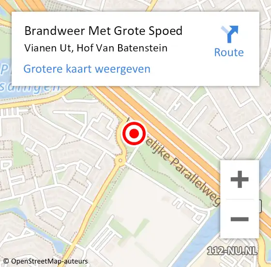 Locatie op kaart van de 112 melding: Brandweer Met Grote Spoed Naar Vianen Ut, Hoeufftlaan op 23 juli 2018 19:06