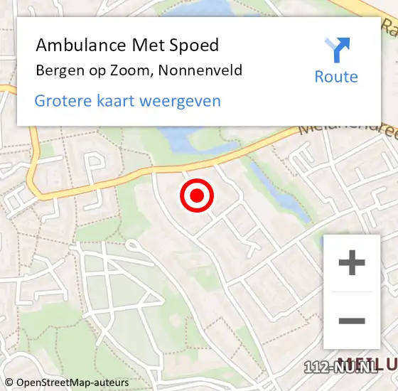 Locatie op kaart van de 112 melding: Ambulance Met Spoed Naar Bergen op Zoom, Nonnenveld op 23 juli 2018 19:45