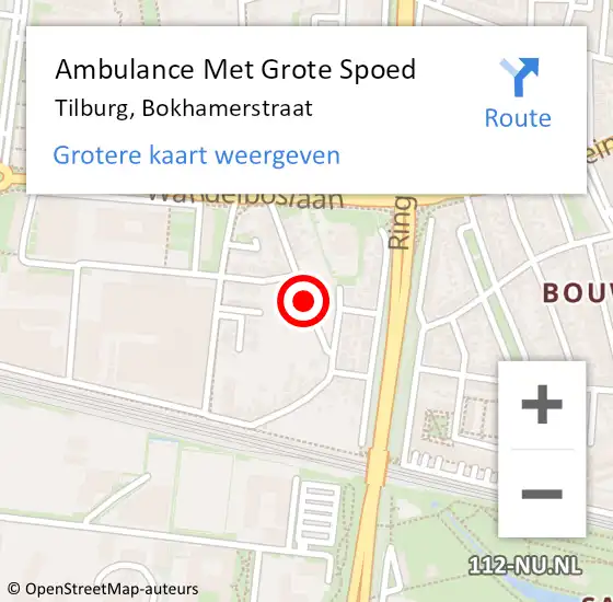 Locatie op kaart van de 112 melding: Ambulance Met Grote Spoed Naar Tilburg, Bokhamerstraat op 23 juli 2018 20:26