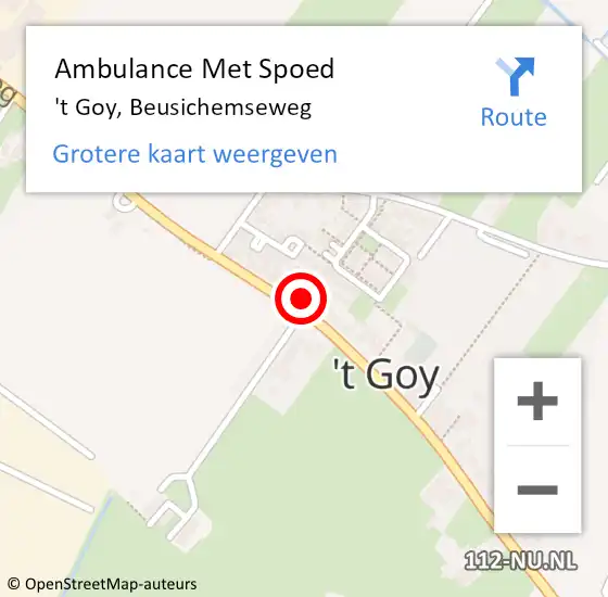 Locatie op kaart van de 112 melding: Ambulance Met Spoed Naar 't Goy, Beusichemseweg op 23 juli 2018 20:46