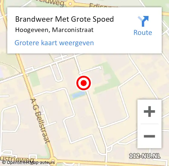 Locatie op kaart van de 112 melding: Brandweer Met Grote Spoed Naar Hoogeveen, Marconistraat op 23 juli 2018 21:45