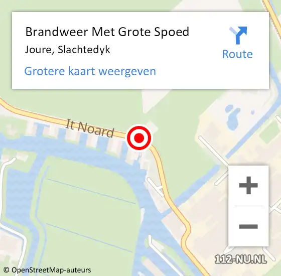 Locatie op kaart van de 112 melding: Brandweer Met Grote Spoed Naar Joure, Slachtedyk op 23 juli 2018 22:08