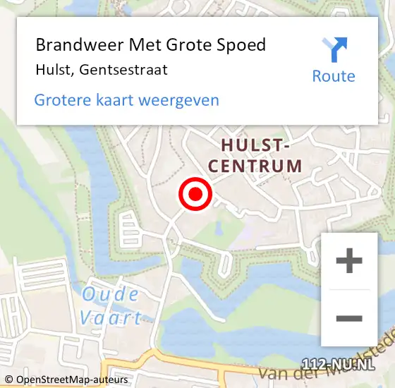 Locatie op kaart van de 112 melding: Brandweer Met Grote Spoed Naar Hulst, Gentsestraat op 23 juli 2018 22:18