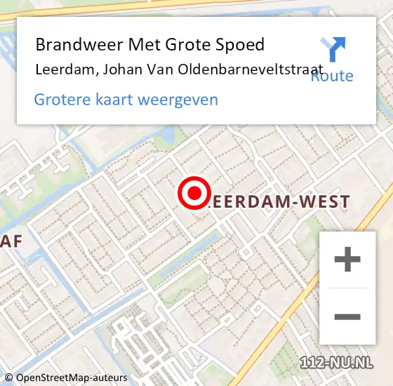 Locatie op kaart van de 112 melding: Brandweer Met Grote Spoed Naar Leerdam, Johan Van Oldenbarneveltstraat op 23 juli 2018 22:29