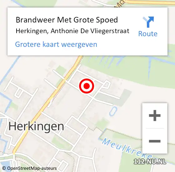 Locatie op kaart van de 112 melding: Brandweer Met Grote Spoed Naar Herkingen, Anthonie De Vliegerstraat op 3 maart 2014 20:18