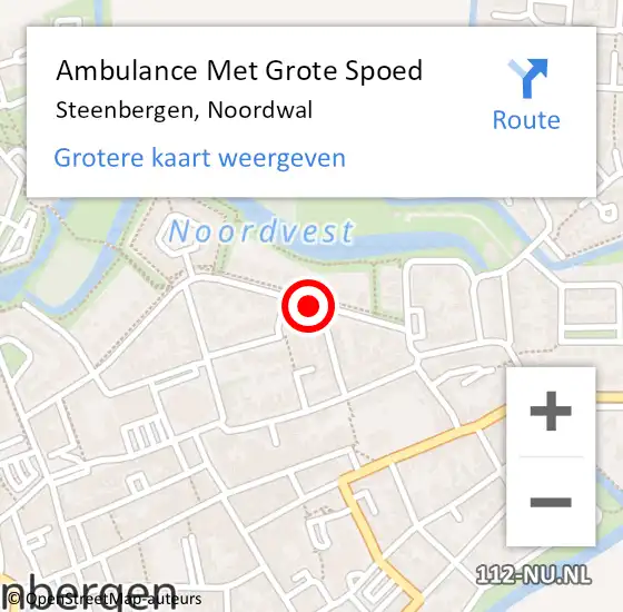 Locatie op kaart van de 112 melding: Ambulance Met Grote Spoed Naar Steenbergen, Noordwal op 23 juli 2018 23:03