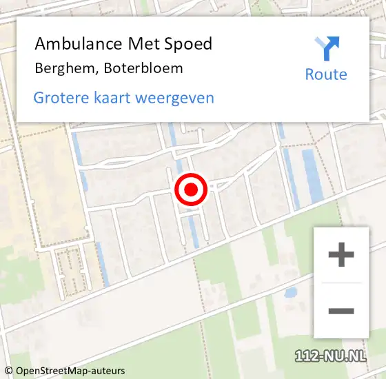 Locatie op kaart van de 112 melding: Ambulance Met Spoed Naar Berghem, Boterbloem op 24 juli 2018 01:12