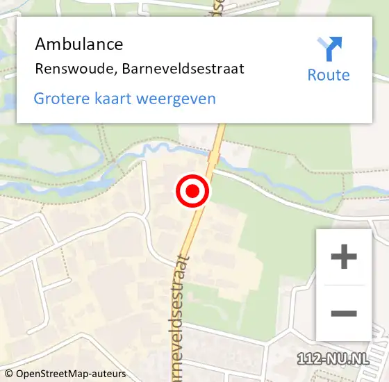 Locatie op kaart van de 112 melding: Ambulance Renswoude, Barneveldsestraat op 24 juli 2018 02:09