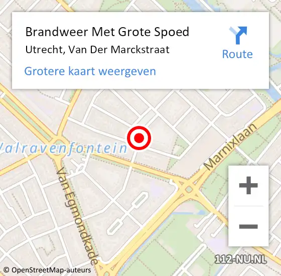 Locatie op kaart van de 112 melding: Brandweer Met Grote Spoed Naar Utrecht, Van Der Marckstraat op 24 juli 2018 02:24