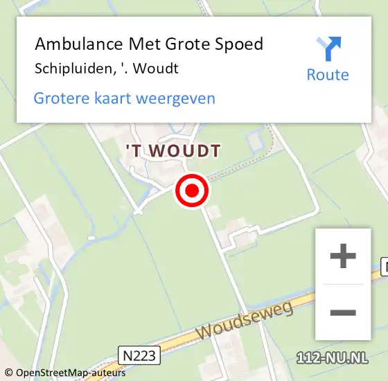 Locatie op kaart van de 112 melding: Ambulance Met Grote Spoed Naar Schipluiden, '. Woudt op 24 september 2013 10:25