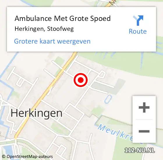 Locatie op kaart van de 112 melding: Ambulance Met Grote Spoed Naar Herkingen, Stoofweg op 24 juli 2018 03:52