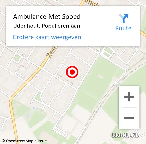 Locatie op kaart van de 112 melding: Ambulance Met Spoed Naar Udenhout, Populierenlaan op 24 juli 2018 04:19