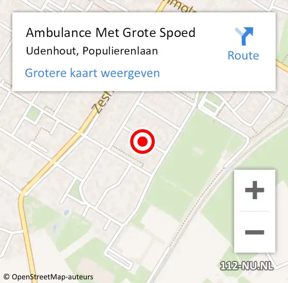 Locatie op kaart van de 112 melding: Ambulance Met Grote Spoed Naar Udenhout, Populierenlaan op 24 juli 2018 04:22