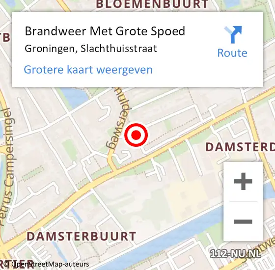 Locatie op kaart van de 112 melding: Brandweer Met Grote Spoed Naar Groningen, Slachthuisstraat op 24 juli 2018 05:25