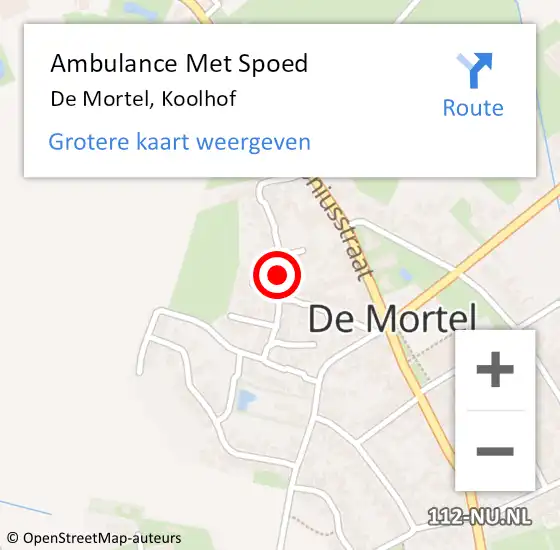 Locatie op kaart van de 112 melding: Ambulance Met Spoed Naar De Mortel, Koolhof op 24 juli 2018 05:35