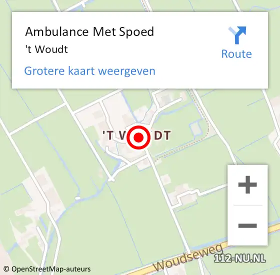 Locatie op kaart van de 112 melding: Ambulance Met Spoed Naar 't Woudt op 24 juli 2018 07:11