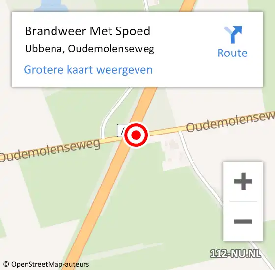 Locatie op kaart van de 112 melding: Brandweer Met Spoed Naar Ubbena, Oudemolenseweg op 24 juli 2018 07:37