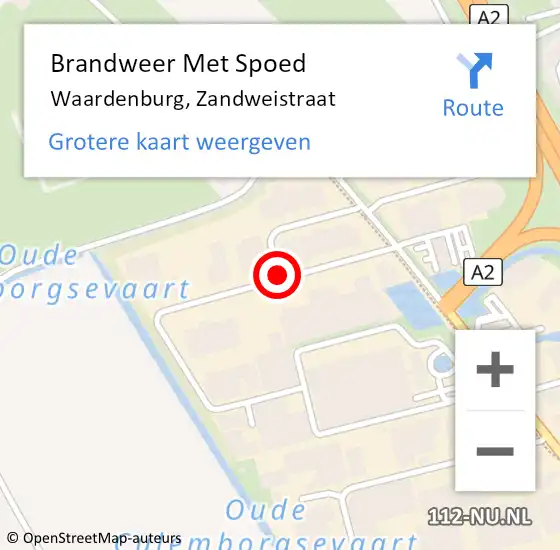 Locatie op kaart van de 112 melding: Brandweer Met Spoed Naar Waardenburg, Zandweistraat op 24 juli 2018 08:04