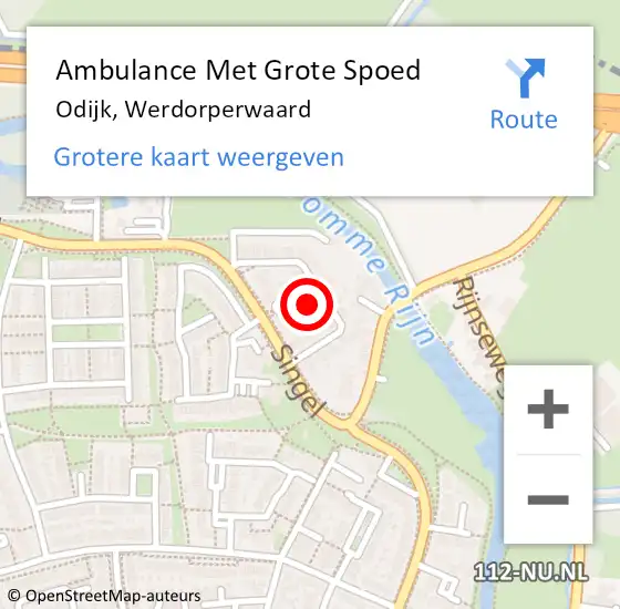 Locatie op kaart van de 112 melding: Ambulance Met Grote Spoed Naar Odijk, Werdorperwaard op 24 juli 2018 08:04