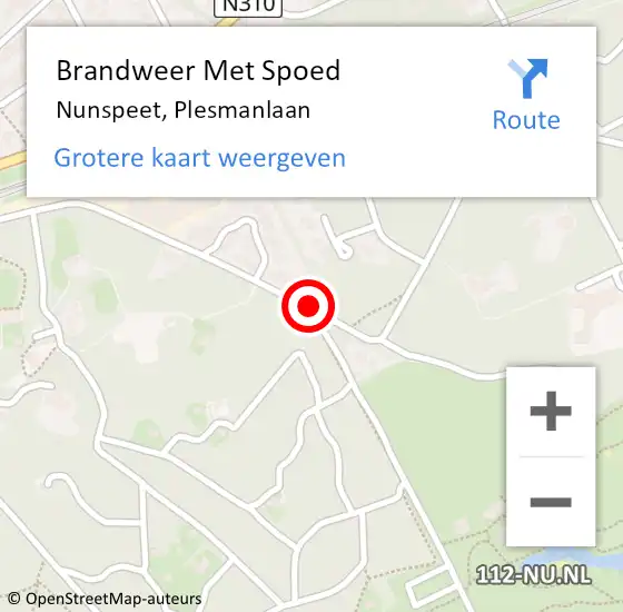 Locatie op kaart van de 112 melding: Brandweer Met Spoed Naar Nunspeet, Plesmanlaan op 24 juli 2018 08:12