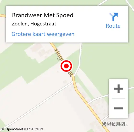 Locatie op kaart van de 112 melding: Brandweer Met Spoed Naar Zoelen, Hogestraat op 24 juli 2018 08:49