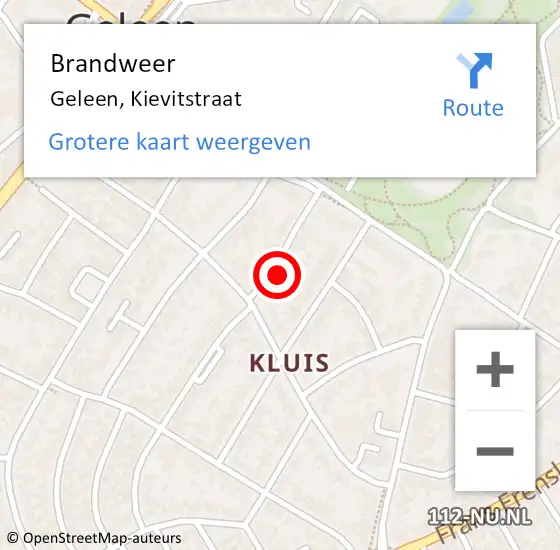 Locatie op kaart van de 112 melding: Brandweer Geleen, Kievitstraat op 3 maart 2014 20:48