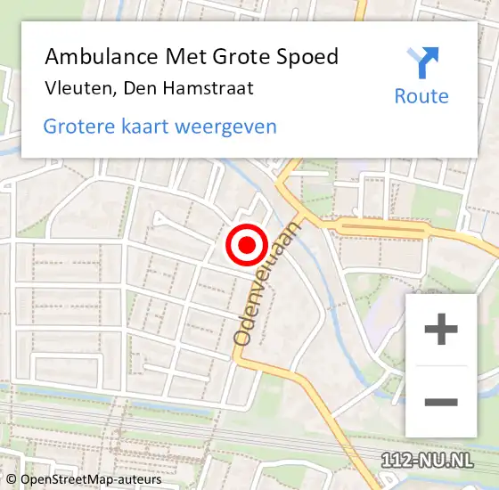 Locatie op kaart van de 112 melding: Ambulance Met Grote Spoed Naar Vleuten, Den Hamstraat op 24 juli 2018 08:50