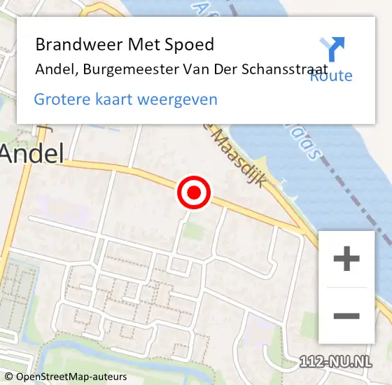 Locatie op kaart van de 112 melding: Brandweer Met Spoed Naar Andel, Burgemeester Van Der Schansstraat op 24 juli 2018 08:58