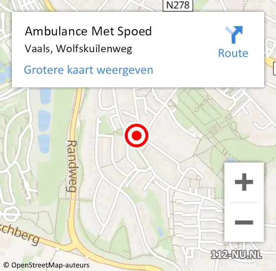 Locatie op kaart van de 112 melding: Ambulance Met Spoed Naar Vaals, Wolfskuilenweg op 3 maart 2014 20:55