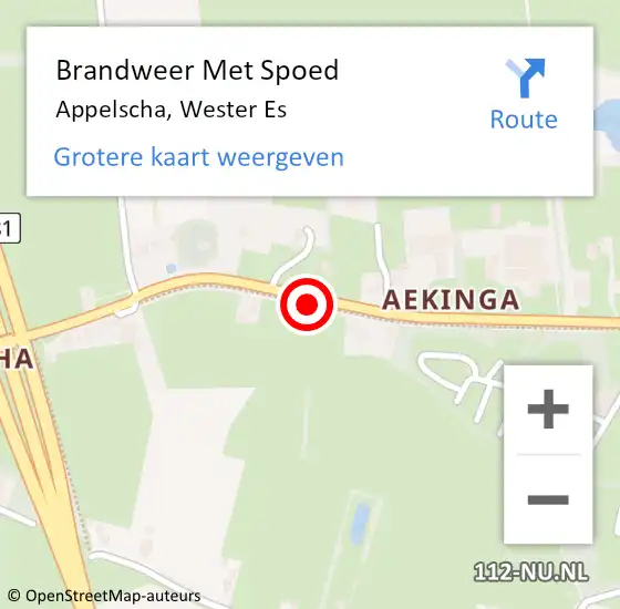 Locatie op kaart van de 112 melding: Brandweer Met Spoed Naar Appelscha, Wester Es op 24 juli 2018 10:15