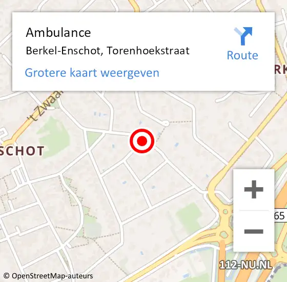 Locatie op kaart van de 112 melding: Ambulance Berkel-Enschot, Torenhoekstraat op 24 juli 2018 10:36