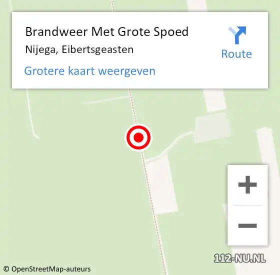 Locatie op kaart van de 112 melding: Brandweer Met Grote Spoed Naar Nijega, Eibertsgeasten op 24 juli 2018 11:02