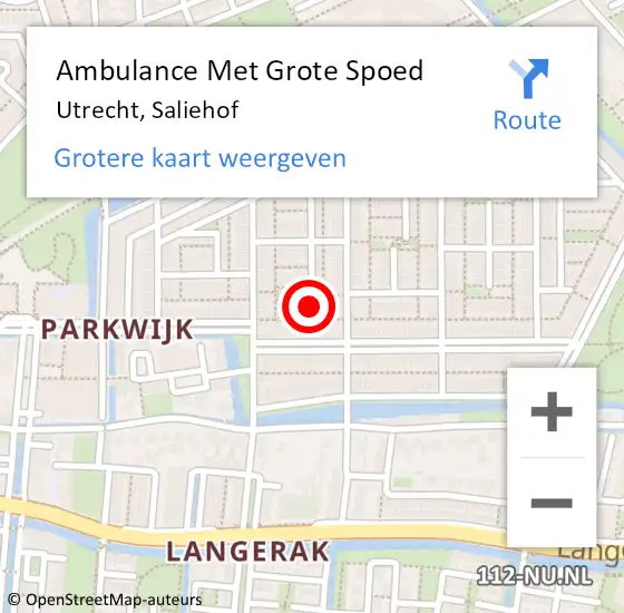 Locatie op kaart van de 112 melding: Ambulance Met Grote Spoed Naar Utrecht, Saliehof op 24 juli 2018 11:47