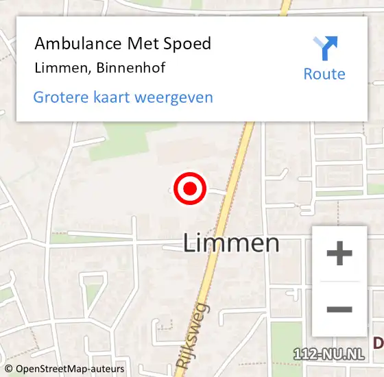 Locatie op kaart van de 112 melding: Ambulance Met Spoed Naar Limmen, Binnenhof op 24 juli 2018 12:07