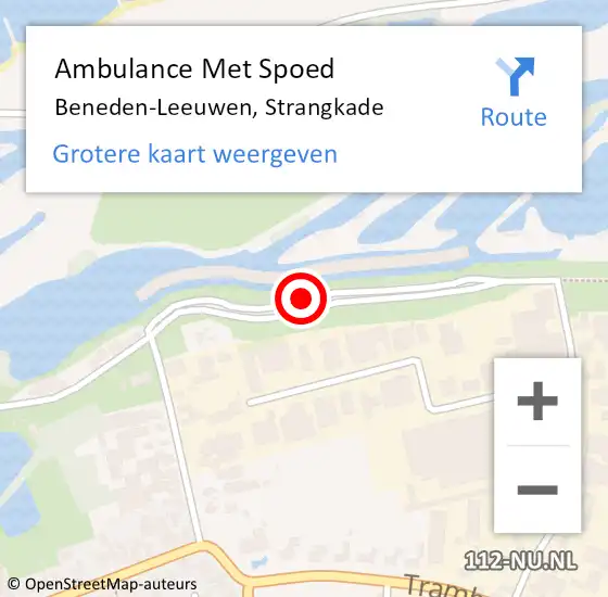 Locatie op kaart van de 112 melding: Ambulance Met Spoed Naar Beneden-Leeuwen, Strangkade op 24 juli 2018 12:15