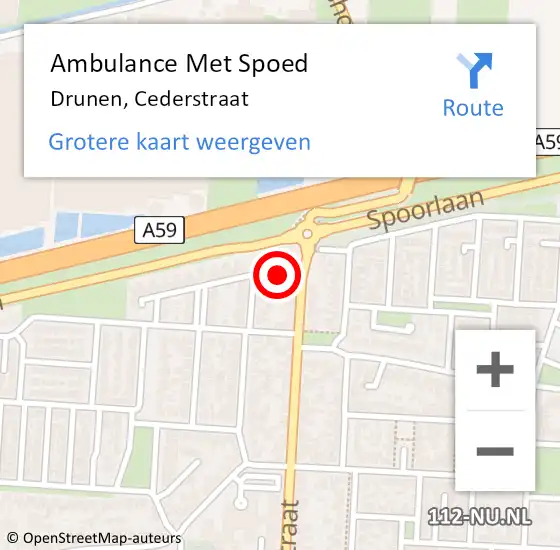 Locatie op kaart van de 112 melding: Ambulance Met Spoed Naar Drunen, Cederstraat op 24 juli 2018 12:21