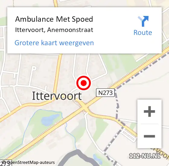 Locatie op kaart van de 112 melding: Ambulance Met Spoed Naar Ittervoort, Anemoonstraat op 24 juli 2018 12:40