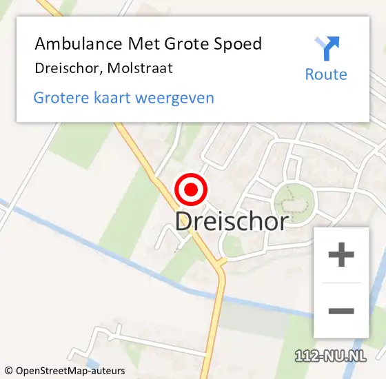 Locatie op kaart van de 112 melding: Ambulance Met Grote Spoed Naar Dreischor, Molstraat op 24 juli 2018 12:51