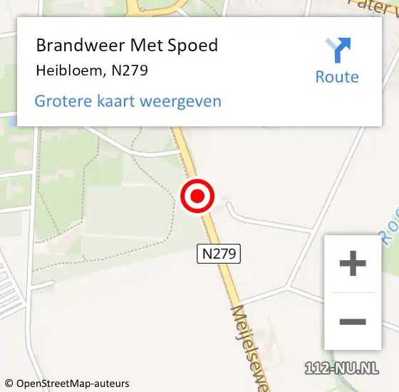 Locatie op kaart van de 112 melding: Brandweer Met Spoed Naar Heibloem, N279 op 24 juli 2018 13:36