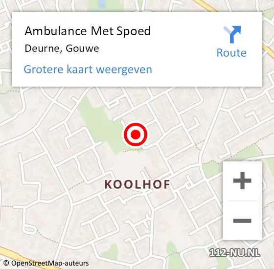 Locatie op kaart van de 112 melding: Ambulance Met Spoed Naar Deurne, Gouwe op 24 juli 2018 13:38