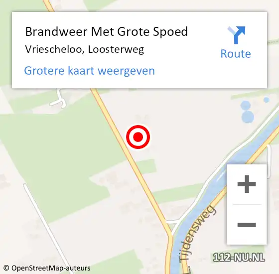 Locatie op kaart van de 112 melding: Brandweer Met Grote Spoed Naar Vriescheloo, Loosterweg op 3 maart 2014 21:36